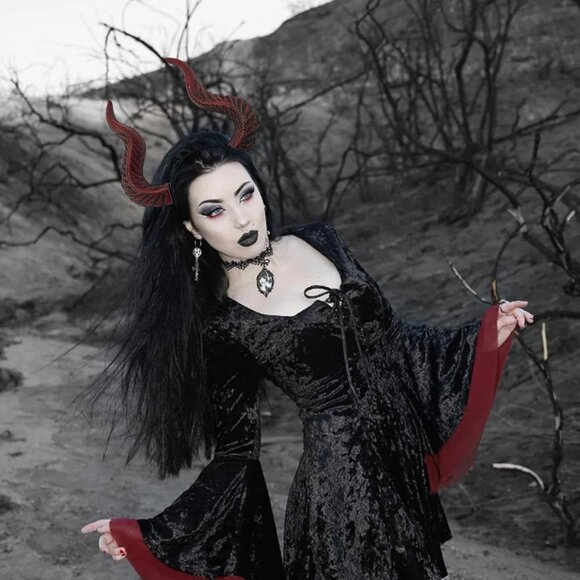 Gothic Red Demon Horns Headband Plastic Halloween Cosplay Accessories - Picture 3 of 7